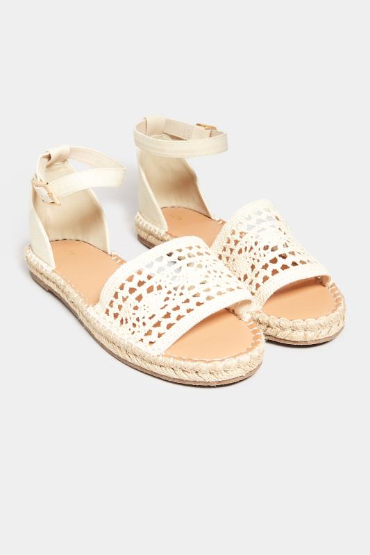 LTS Cream Espadrille Sandals In Standard Fit | Long Tall Sally 2