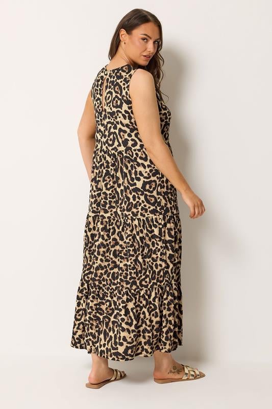 YOURS Plus Size Brown Leopard Tiered Maxi Dress | Yours Clothing 2
