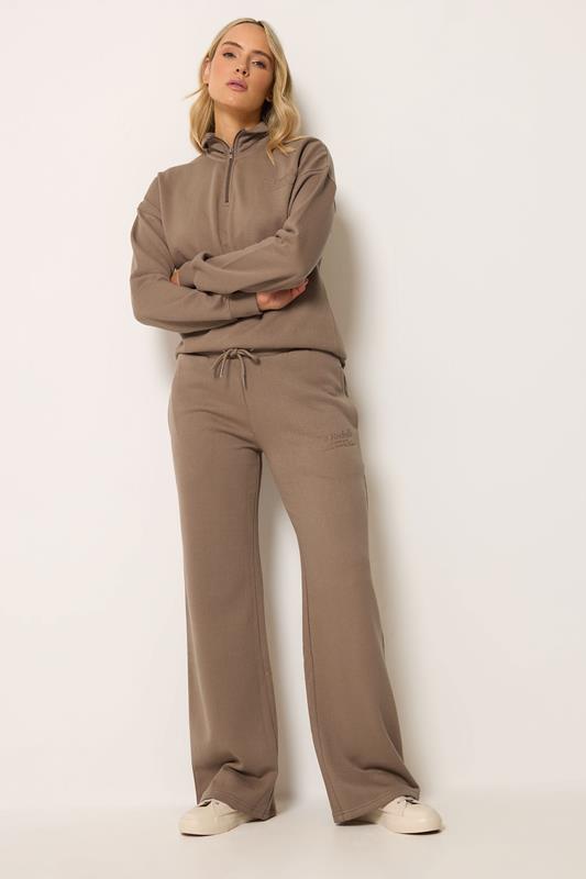  LTS Tall Mocha Brown Embroidered Wide Leg Joggers
