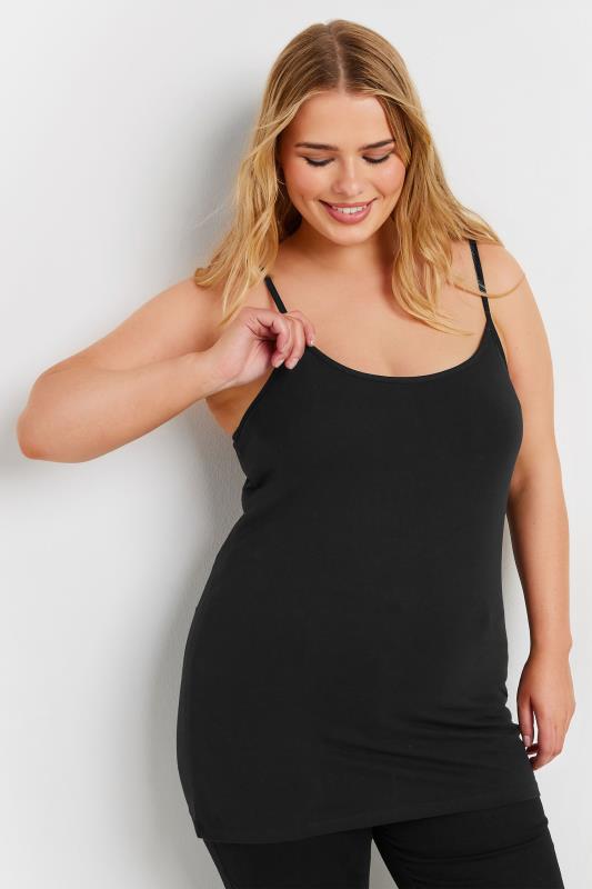 YOURS Plus Size 2 PACK Black Cami Tops | Yours Clothing  2