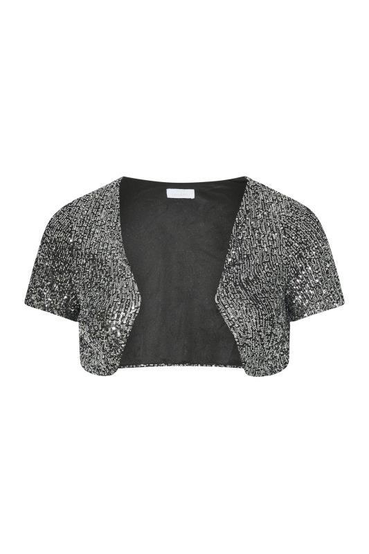 Plus Size YOURS LONDON Silver Sequin Embellished Shrug Cardigan | Yours Clothing 7