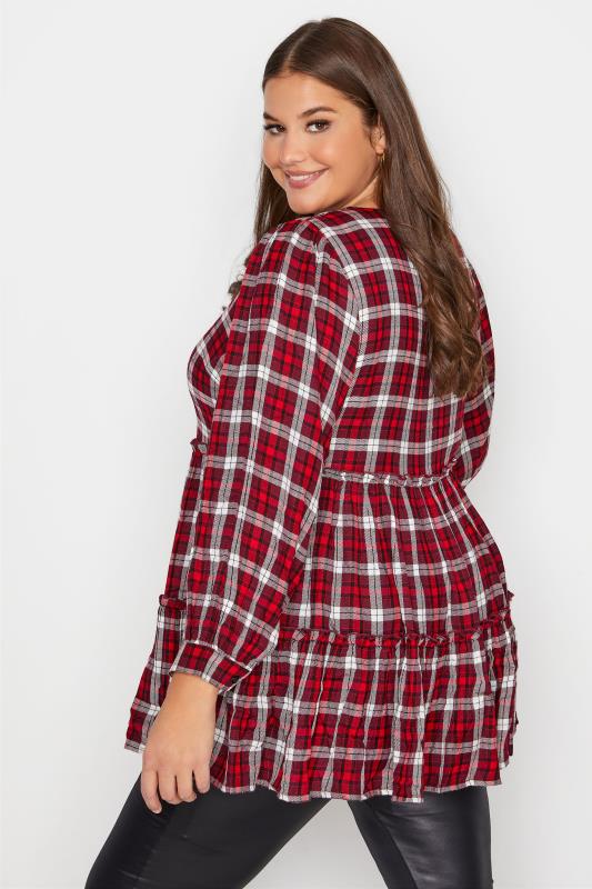 LIMITED COLLECTION Red Check Print Tiered Top_C.jpg