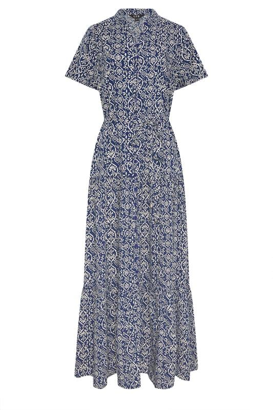 LTS Tall Women's Dark Blue & White Floral Tie Waist Maxi Dress | Long Tall Sally 5