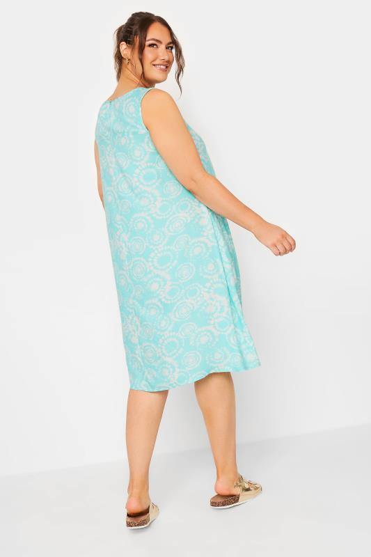 YOURS Plus Size Aqua Blue Tie Dye Print Swing Dress | Yours Clothing 3