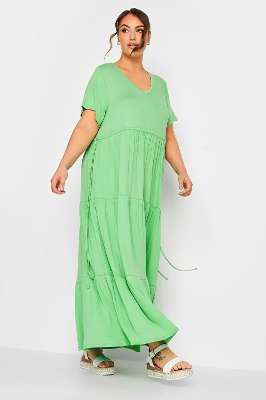 LIMITED COLLECTION Curve Plus Size Light Green Adjustable Waist Maxi Dress | Yours Clothing  3