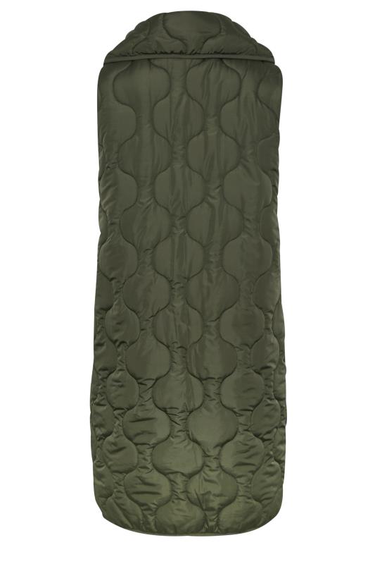 YOURS Plus Size Olive Green Funnel Neck Quilted Longline Gilet | Yours Clothing 8