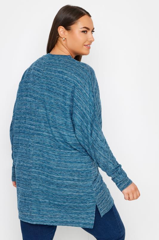 YOURS Plus Size Blue Front Seam Soft Touch Jumper | Yours Clothing 3