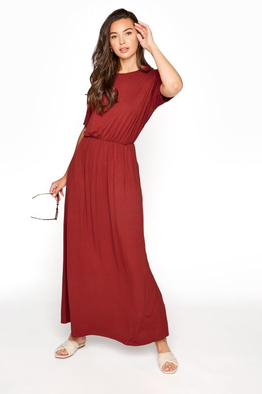 LTS Tall Burgundy Red Pocket Midaxi Dress_A.jpg