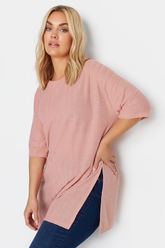 YOURS Plus Size Pink Textured Oversized Top | Yours Clothing 4