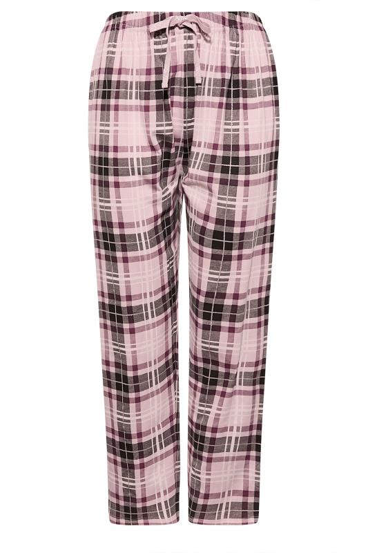 Plus Size Pink Check Wide Leg Pyjama Bottoms | Yours Clothing 6