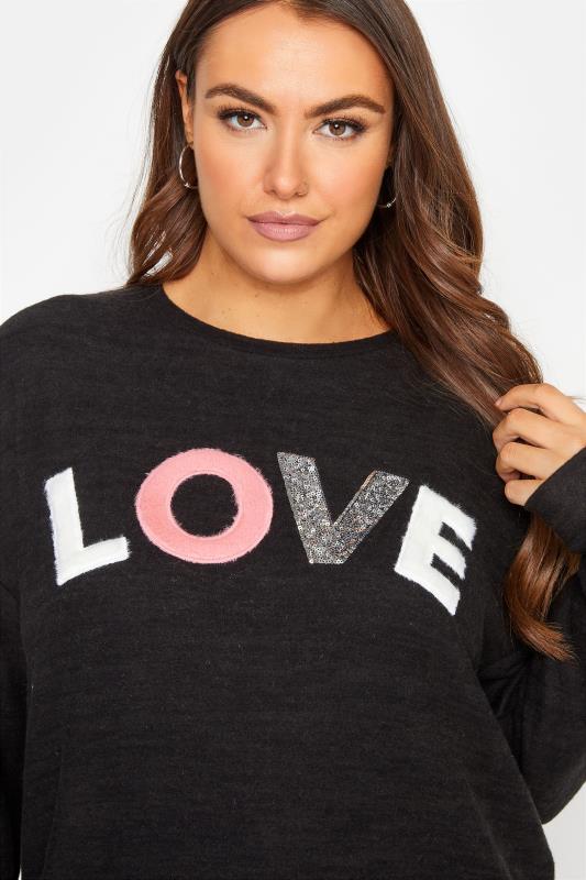 Black Embellished 'Love' Slogan Knitted Jumper_D.jpg