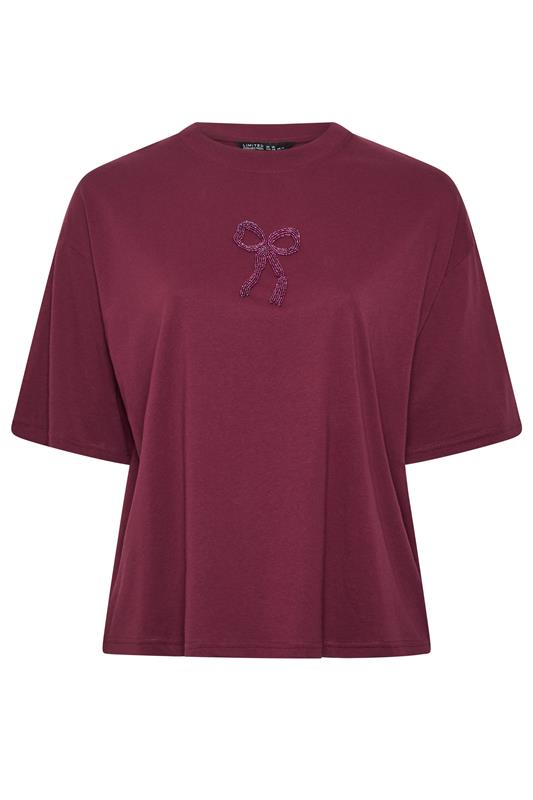  LIMITED COLLECTION donkerrode top met strik en kralen