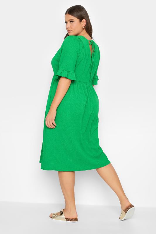 YOURS Plus Size Green Textured Smock Midi Dress | Yours Clothing 3