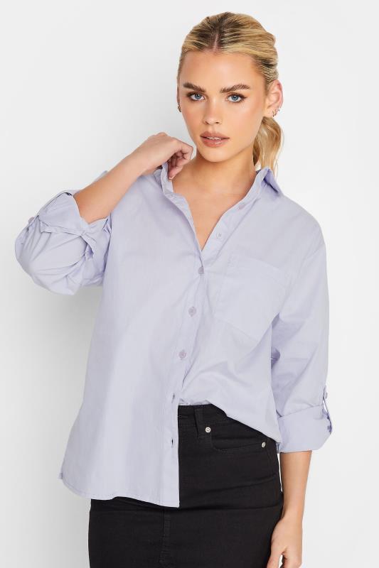 Petite Lilac Purple Oversized Cotton Shirt | PixieGirl 4
