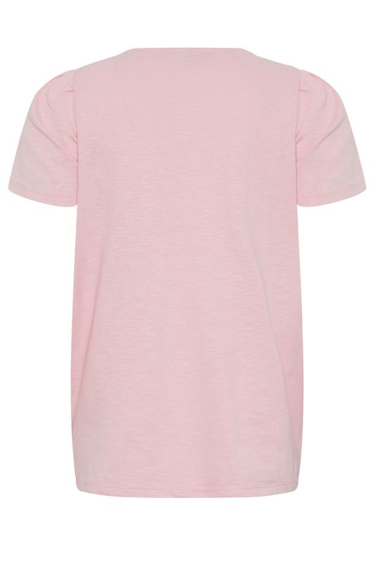 M&Co Petite Pink Short Sleeve Frill Cotton Blouse | M&Co 6
