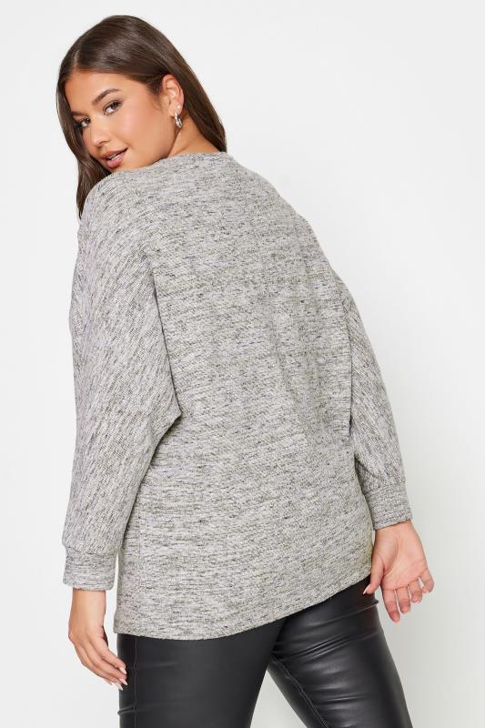 YOURS LUXURY Plus Size Grey Marl Soft Touch Jumper | Yours Clothing 2