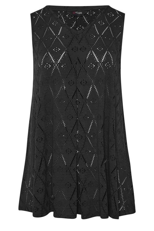 YOURS Curve 2 PACK Plus Size Black Broderie Swing Vest Top | Yours Clothing  8