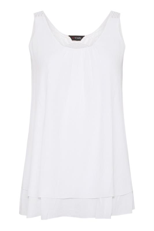 Plus Size White Crochet Back Vest Top | Yours Clothing  5