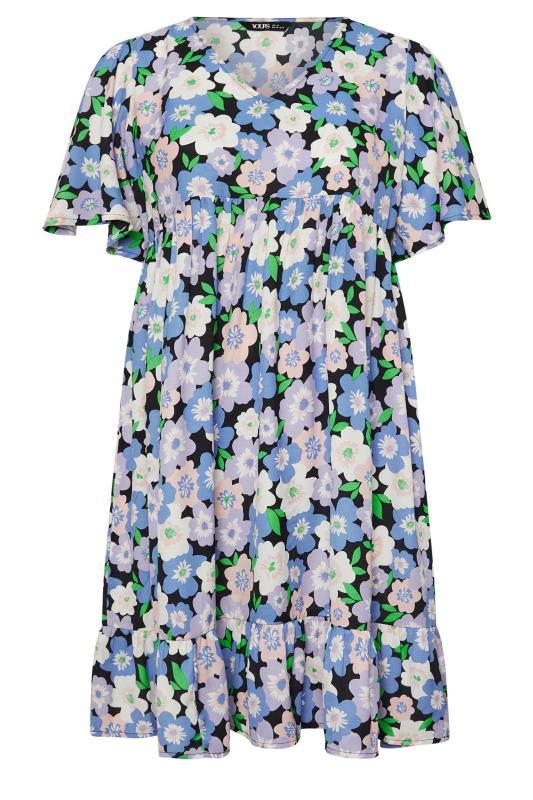 YOURS Plus Size Purple Floral Print Smock Dress | Yours Clothing 5