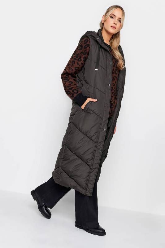 LTS Tall Black Quilted Longline Hooded Gilet | Long Tall Sally 2