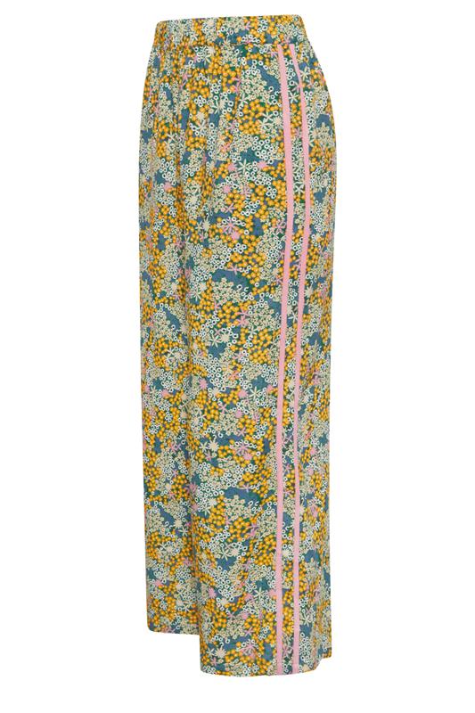 PixieGirl Petite Women's Pink Ditsy Floral Side Stripe Wide Leg Trousers | PixieGirl 6