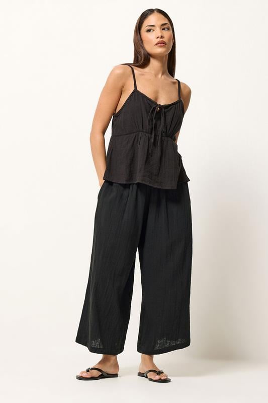  PixieGirl Petite – Knöchellange Hose in Schwarz aus Mulltuch mit weitem Bein