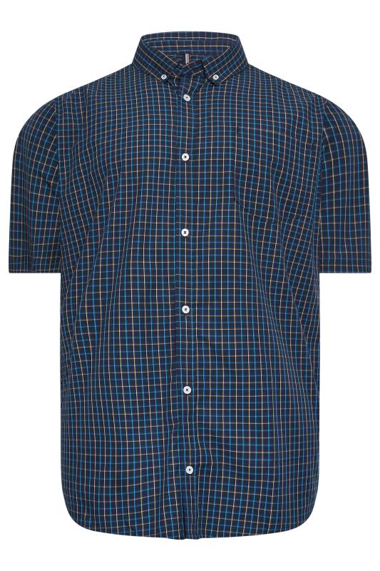 BadRhino Big & Tall Navy Blue & Yellow Short Sleeve Check Shirt | BadRhino 3