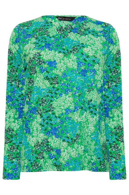 M&Co 2 Pack Green & Navy Ditsy Floral Notch Neck Long Sleeve Tops | M&Co 9