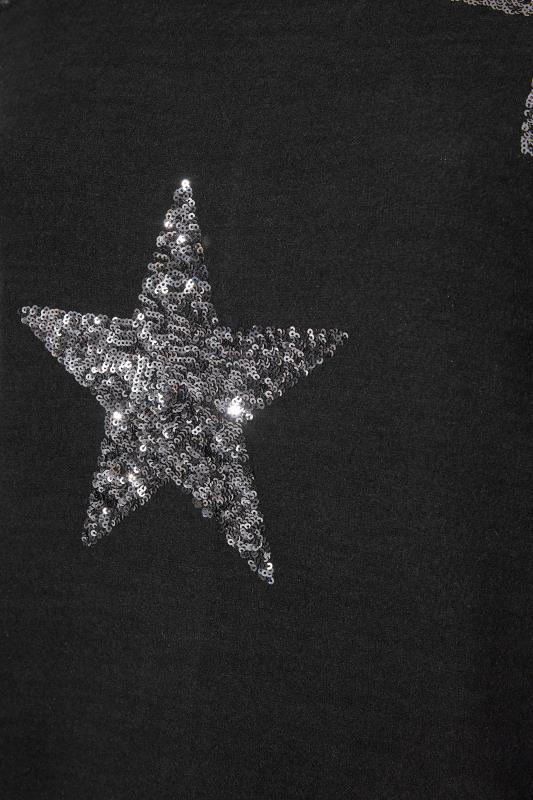 Plus Size Black Sequin Star Soft Touch Jumper | Yours Clothing 5