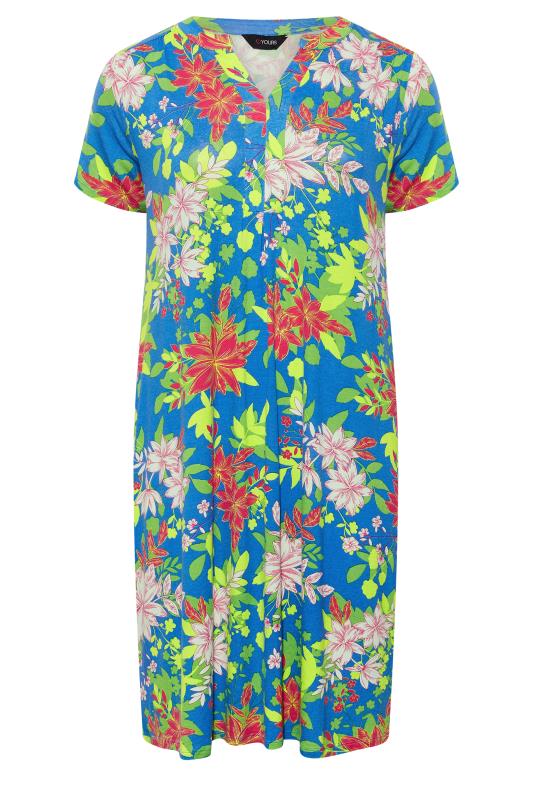 Plus Size Blue Front Print Pleat Front Dress | Yours Clothing 6