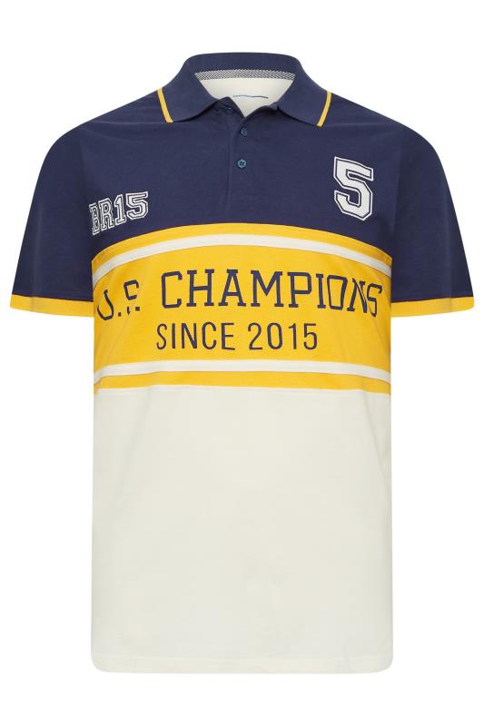BadRhino Big & Tall Navy Blue & Yellow BR15 Champions Polo Shirt | BadRhino 3
