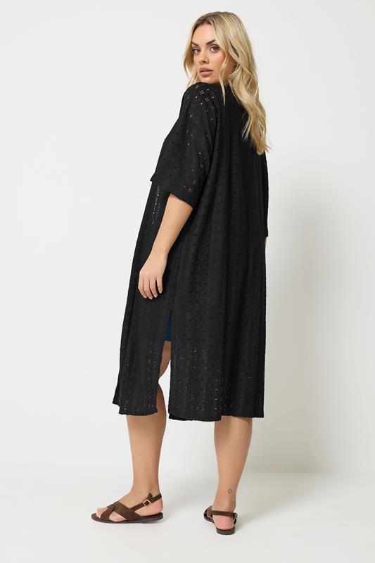 YOURS Plus Size Black Broderie Anglaise Kimono | Yours Clothing 2