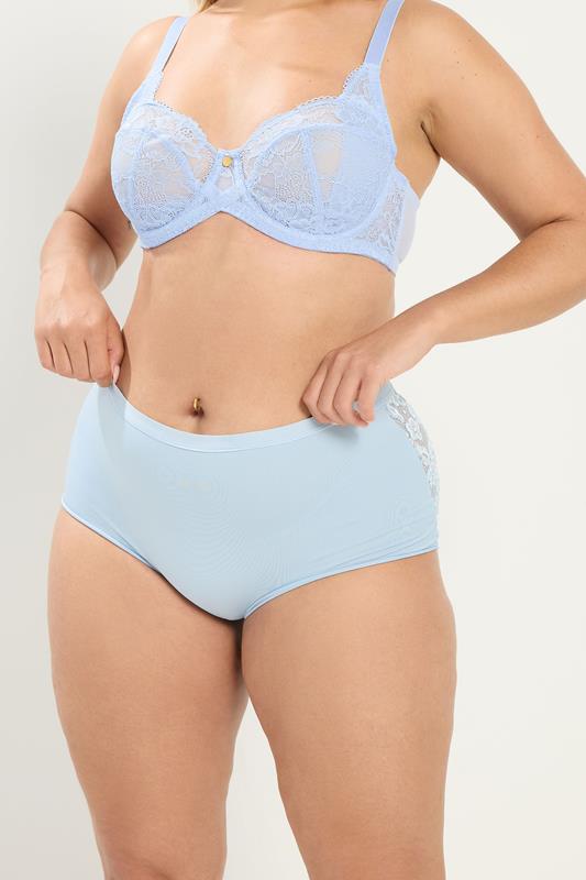 YOURSET 3 PACK Plus Size Pink & Blue Lace Full Briefs | Yours Clothing 1