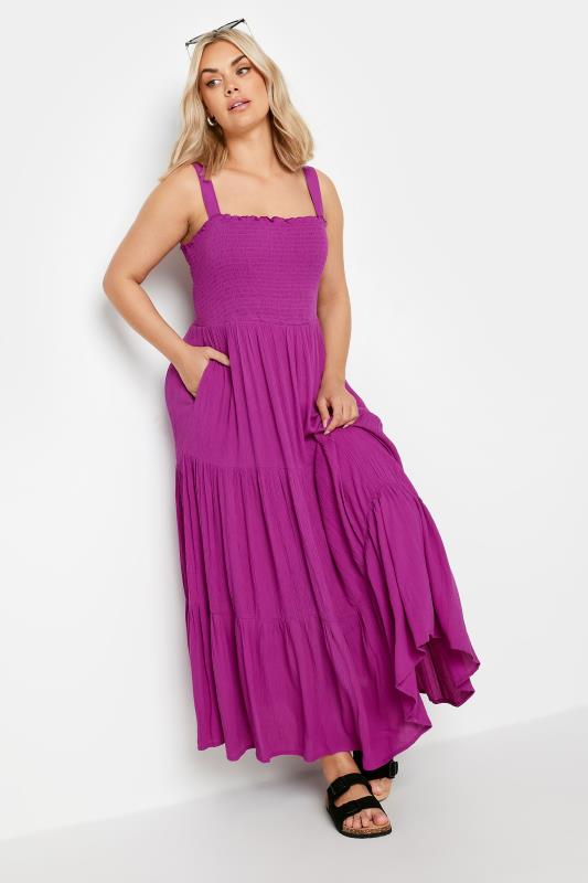 YOURS Plus Size Purple Tiered Maxi Dress | Yours Clothing 2