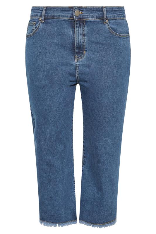Plus Size Blue Stretch Wide Leg Cropped Jeans | Yours Clothing 6