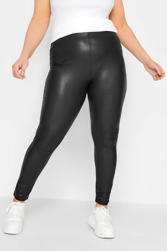 YOURS Plus Size Black Faux Leather Leggings | Yours Clothing 1