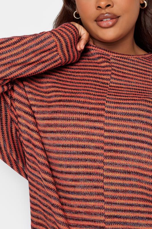 YOURS LUXURY Plus Size Orange Stripe Print Batwing Sleeve Tunic Top | Yours Clothing 5