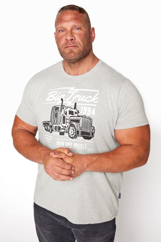 BadRhino Big & Tall Grey Marl Truck Graphic Print T-Shirt_A.jpg