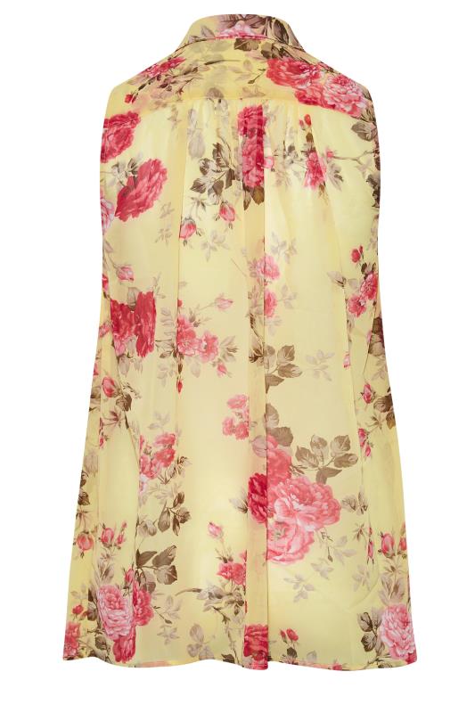 Plus Size Yellow Floral Print Sleeveless Swing Blouse | Yours Clothing 7