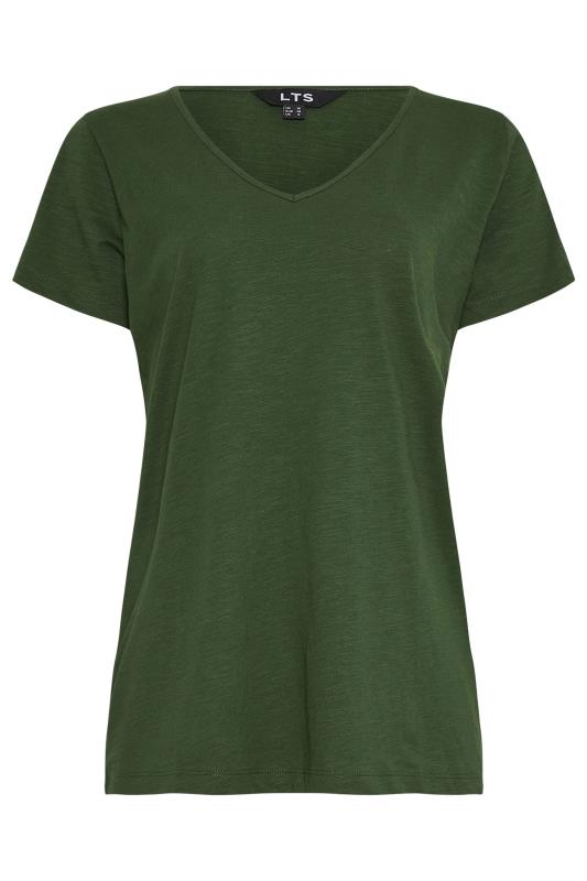 LTS Tall Khaki Green V-Neck T-Shirt | Long Tall Sally 5