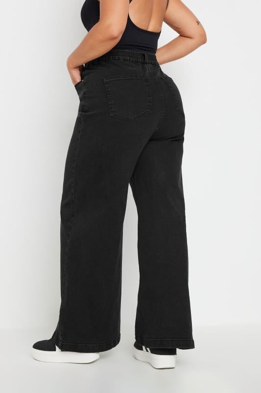 YOURS Plus Size Black Wide Leg Slouchy Jeans | Yours Clothing 5