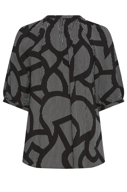 YOURS Curve Black Abstract Print Notch Neck Blouse | Yours Clothing 7