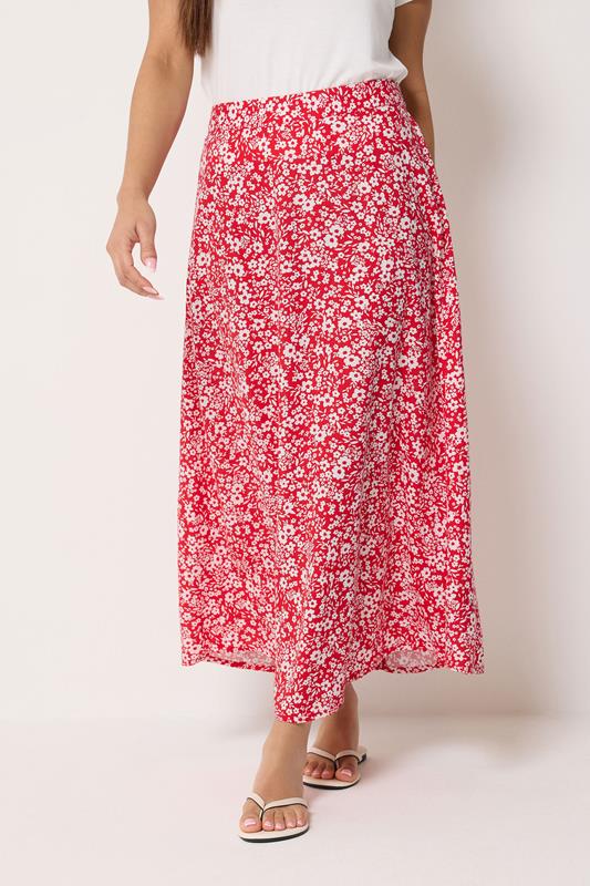 M&Co Petite Red Ditsy Floral Maxi Skirt | M&Co 1