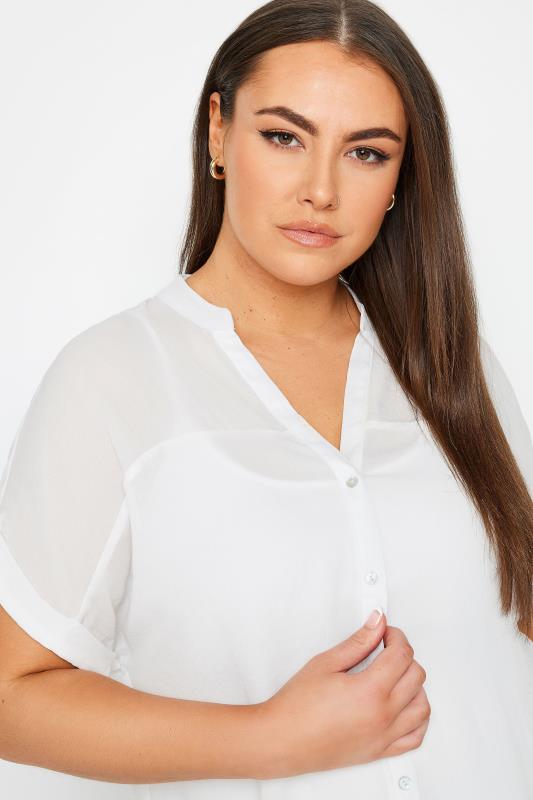YOURS Plus Size White Button Through Short Sleeve Shirt | Yours Clothing 4