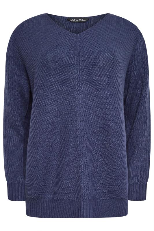 M&Co Navy Blue V-Neck Knitted Jumper | M&Co 7