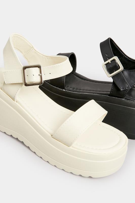 PixieGirl White Chunky Wedge Sandals In Standard Fit | PixieGirl 7