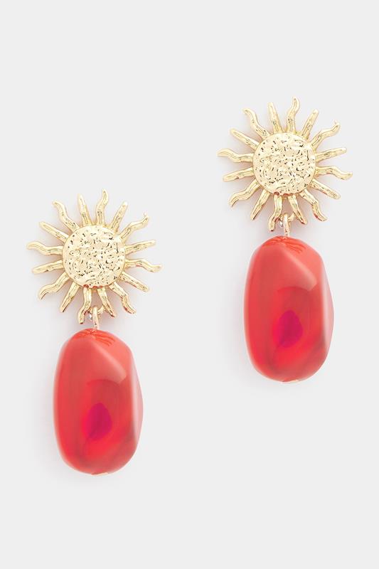 Gold Tone Sun Bead Drop Earrings | Yours Clothing 1