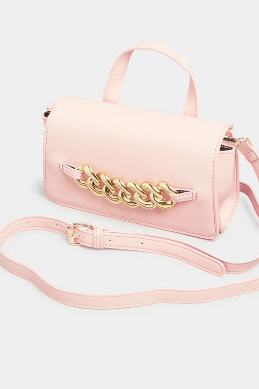 Plus Size Pink Croc & Gold Chain Mini Bag  | Yours Clothing 6