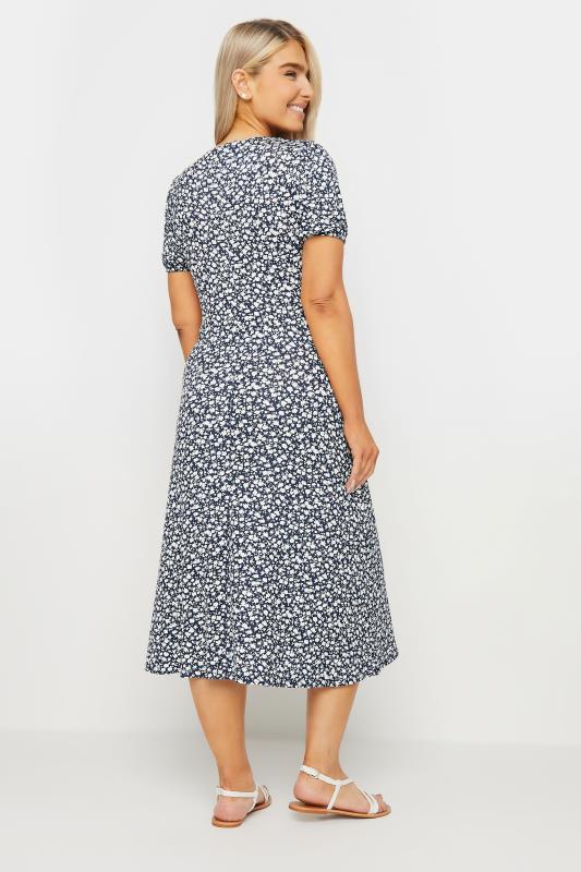 M&Co Navy Blue Ditsy Floral Print Midi Wrap Dress | M&Co 3