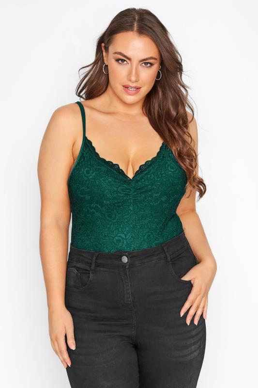 Plus Size LIMITED COLLECTION Green Lace Bodysuit | Yours Clothing 1